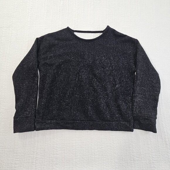 Lord & Taylor Bridged V-Neck Metallic Thread Sweater Women's L Black Silver EUC - Picture 9 of 13